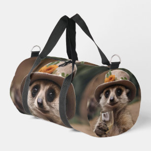 "Prost aufs Leben: Gran Meerkat genießt Glas Wein Duffle Bag