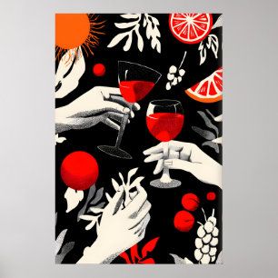 Prost aufs Leben Kunstprint Toast Szene mit Poster