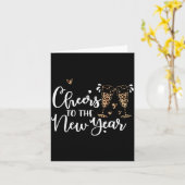 Prost aufs neue Jahr 2026 Leopard Champagner Happ Karte (Gelbe Blume)