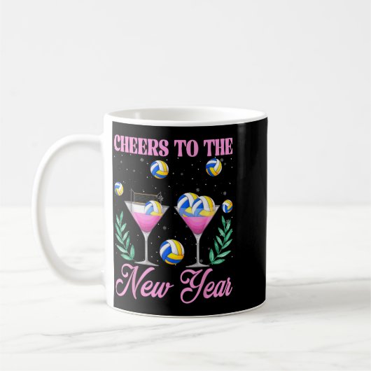 Prost aufs neue Jahr Champagner Gl & Volleyba Kaffeetasse (Links)
