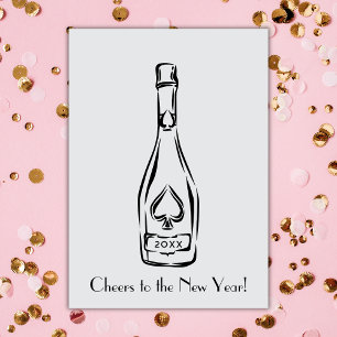 Prost aufs Neue Jahr Champagnerflasche Gruß Karte
