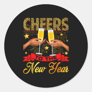 Prost aufs Neue Jahr Frohes Neues Jahr Champagner Runder Aufkleber