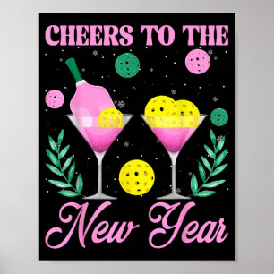 Prost aufs Neues Jahr Champagner Gl & Ckleball Poster
