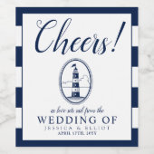 Prost! Beach Lighthouse | Hochzeitsthema Weinetikett (Einzelnes Label)