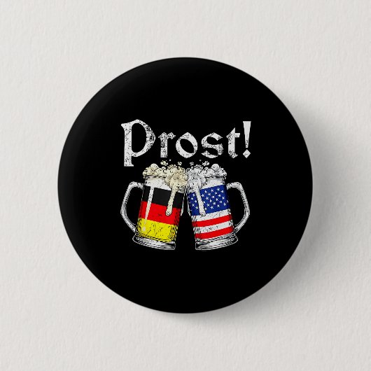 Prost Beer German American Flag Men Mug Button (Vorderseite)