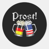 Prost Beer German American Flag Men Mug Runder Aufkleber (Vorderseite)