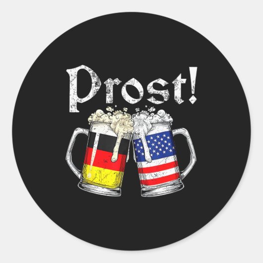 Prost Beer German American Flag Men Mug Runder Aufkleber (Vorderseite)