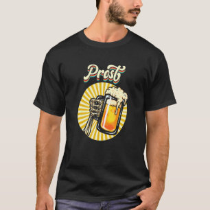 Prost Beer Tasse Skelett Hand Oktoberfest Deutsch  T-Shirt