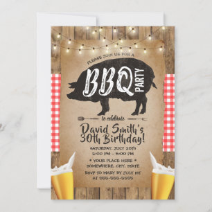 Prost & Bier Rustikale BBQ-Geburtstagsfeier Einladung