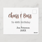 Prost & Bier zum 40. Geburtstag graues Namensjahr Postkarte (Rückseite)