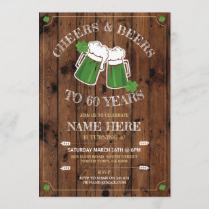 Prost Biere Geburtstagsfeier St. Patricks Day Holz Einladung