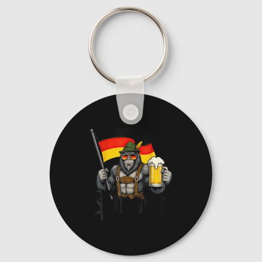 Prost Bigfoot Drinking Beer Lederhosen German Schlüsselanhänger (Vorderseite)