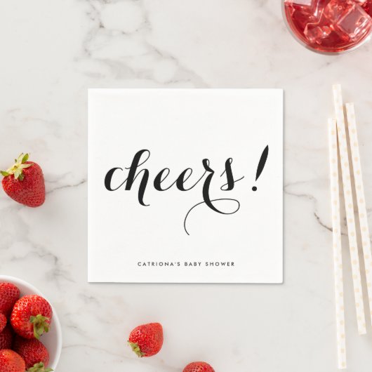 Prost | Black Modern Calligraphy Paper Napkin Serviette (Beispiel)