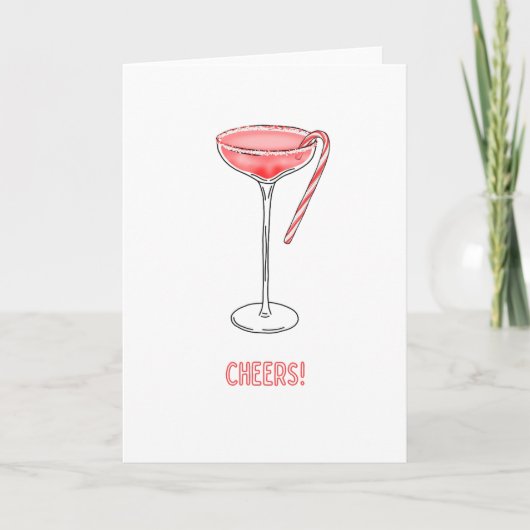 Prost! Candy Cane Cocktail Weihnachtskarte Karte (Vorderseite)