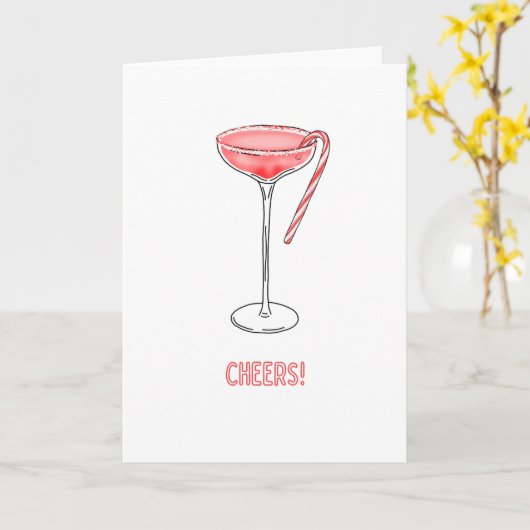 Prost! Candy Cane Cocktail Weihnachtskarte Karte (Gelbe Blume)