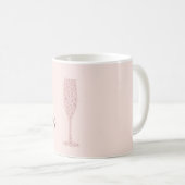 Prost Champagnerglas Rosa Glitzern Kaffeetasse (VorderseiteRechts)