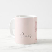 Prost Champagnerglas Rosa Glitzern Kaffeetasse (Vorderseite Links)