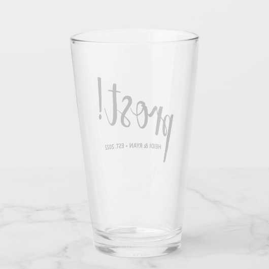 "Prost" Cheers Wedding Geschenk Bier Drink Glas (Rückseite)