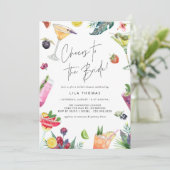 Prost | Cocktail Party Sommer Brautparty Einladung (Stehend Vorderseite)