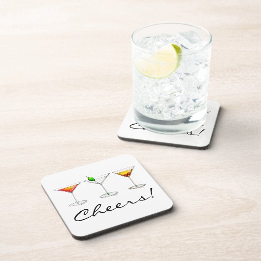 Prost! Cocktails Martini Cosmo Manhattan Drinks Getränkeuntersetzer (Rechte Seite)