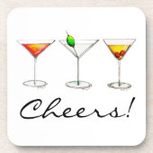 Prost! Cocktails Martini Cosmo Manhattan Drinks Getränkeuntersetzer (Vorderseite)
