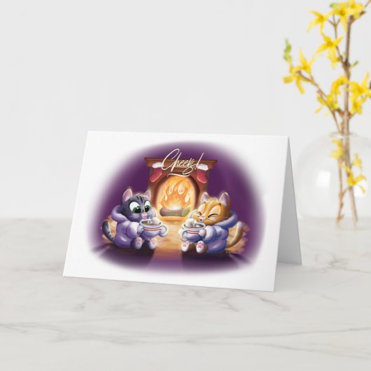 PROST! COCOA CATS (matte) von Jeff Willis Art Karte (Gelbe Blume)