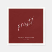 Prost! Crimson Red Minimal jeden Anlass Cocktail Serviette (Vorderseite)