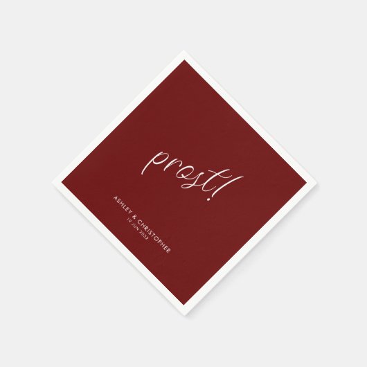 Prost! Crimson Red Minimal jeden Anlass Cocktail Serviette (Ecke)