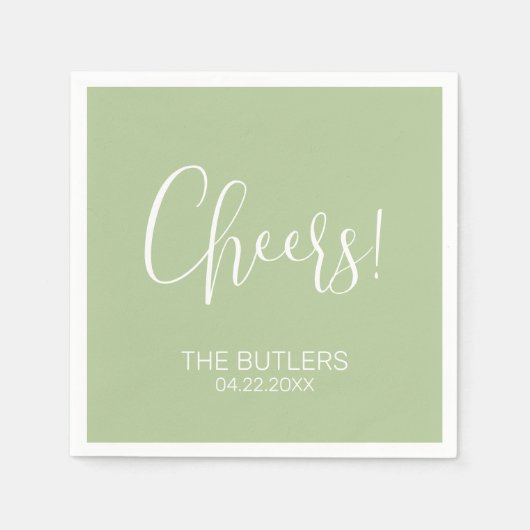 Prost! Custom Sage Green Wedding Napkins Serviette (Vorderseite)