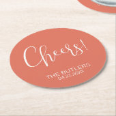 Prost! Custom Terracotta Wedding Paper Untersetzer (Angewinkelt)