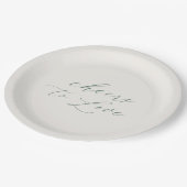 Prost der Liebe Sage Green Hochzeit Pappteller (Schrägansicht)