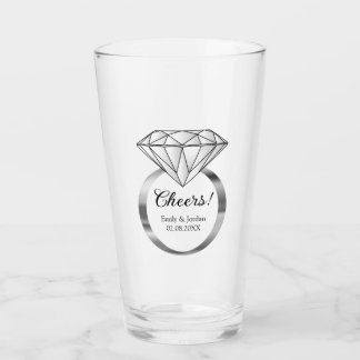 Prost Diamant-Ehering mit individuellem Text Glas