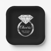 Prost Diamant-Ehering mit individuellem Text Schwa Pappteller (Vorderseite)