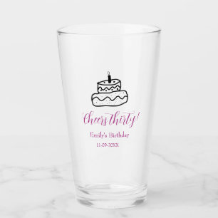Prost dreißig Geburtstagskuchen schwarze Kritzelei Glas