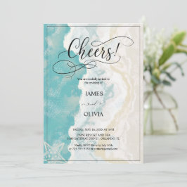 Prost! Elegante Beach Hochzeit Einladung