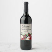 Prost! | Elegante Dark Red Floral Goth Wedding Weinetikett (Vorderseite)