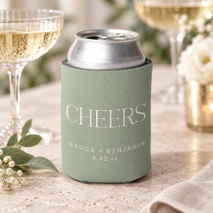 Prost Elegantes Hellgrün-Typografie-Hochzeit Dosenkühler