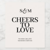 Prost Fancy Schrift mit Herz Hochzeit Weinetikett (Einzelnes Label)