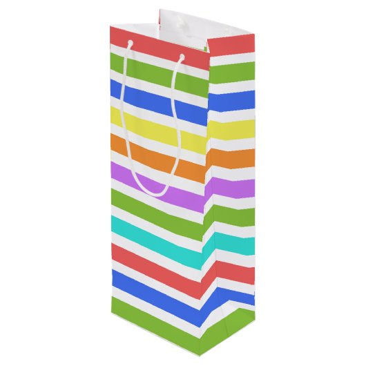 PROST! Farbenfrohe gestreifte Weintasche Geschenktüte Für Weinflaschen (Rückseite Schrägansicht)