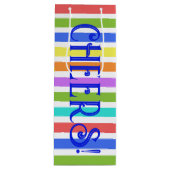 PROST! Farbenfrohe gestreifte Weintasche Geschenktüte Für Weinflaschen (Vorderseite)