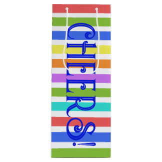 PROST! Farbenfrohe gestreifte Weintasche Geschenktüte Für Weinflaschen