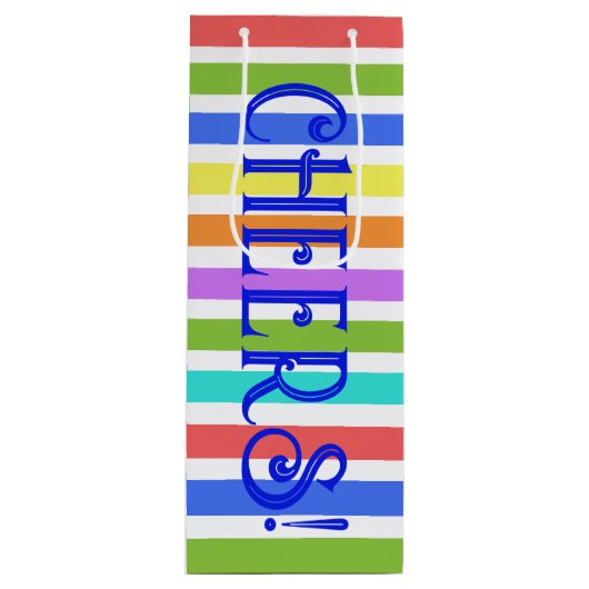 PROST! Farbenfrohe gestreifte Weintasche Geschenktüte Für Weinflaschen (Vorderseite)