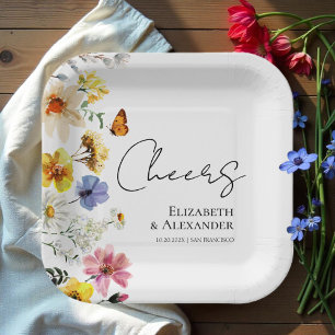 Prost   Farbenfrohe Wildblume Boho Wedding Pappteller