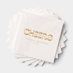 Prost Fette Groovy Typografie Namen Hochzeit Gold Servietten Mit Folie