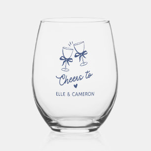 Prost für das Hochzeitspaar, Lustig, Handgezeichne Weinglas Ohne Stiel