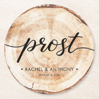 Prost German Wedding Wood Grain Runde Custom