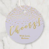 Prost! | Glamour Gold Glitzern Lavendel Geschenkanhänger (Rückseite)