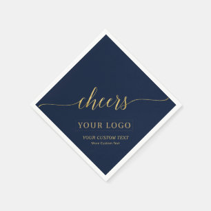 Prost   Gold- und Navy-Geschäftslogo mit individue Serviette