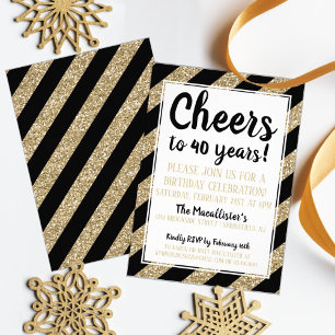 Prost! Goldener Glitzer - Einladung zum Geburtstag