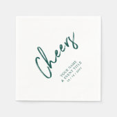 Prost | Green Brush Letters Custom Party Napkin Serviette (Vorderseite)